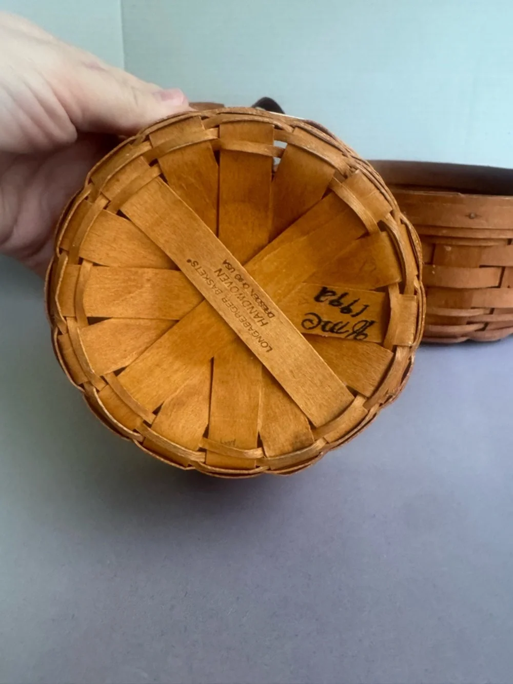 Longaberger Three-Piece Small Natural Brown Woven Basket Set - Picture 3 of 13